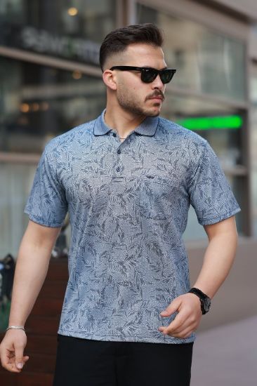 Erkek Yakalı Jakar Baskılı Kısa Kollu T-shirt resmi